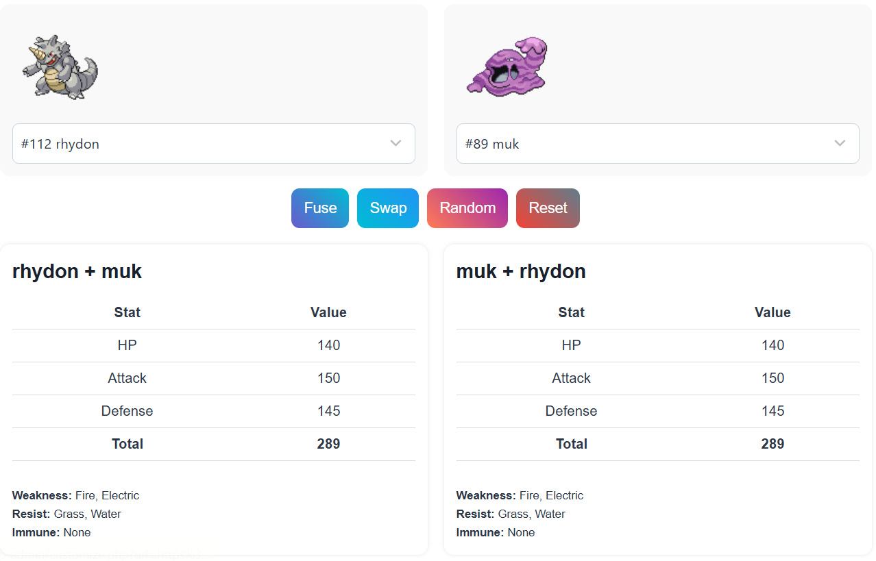he Pokémon Infinite Fusion Calculator