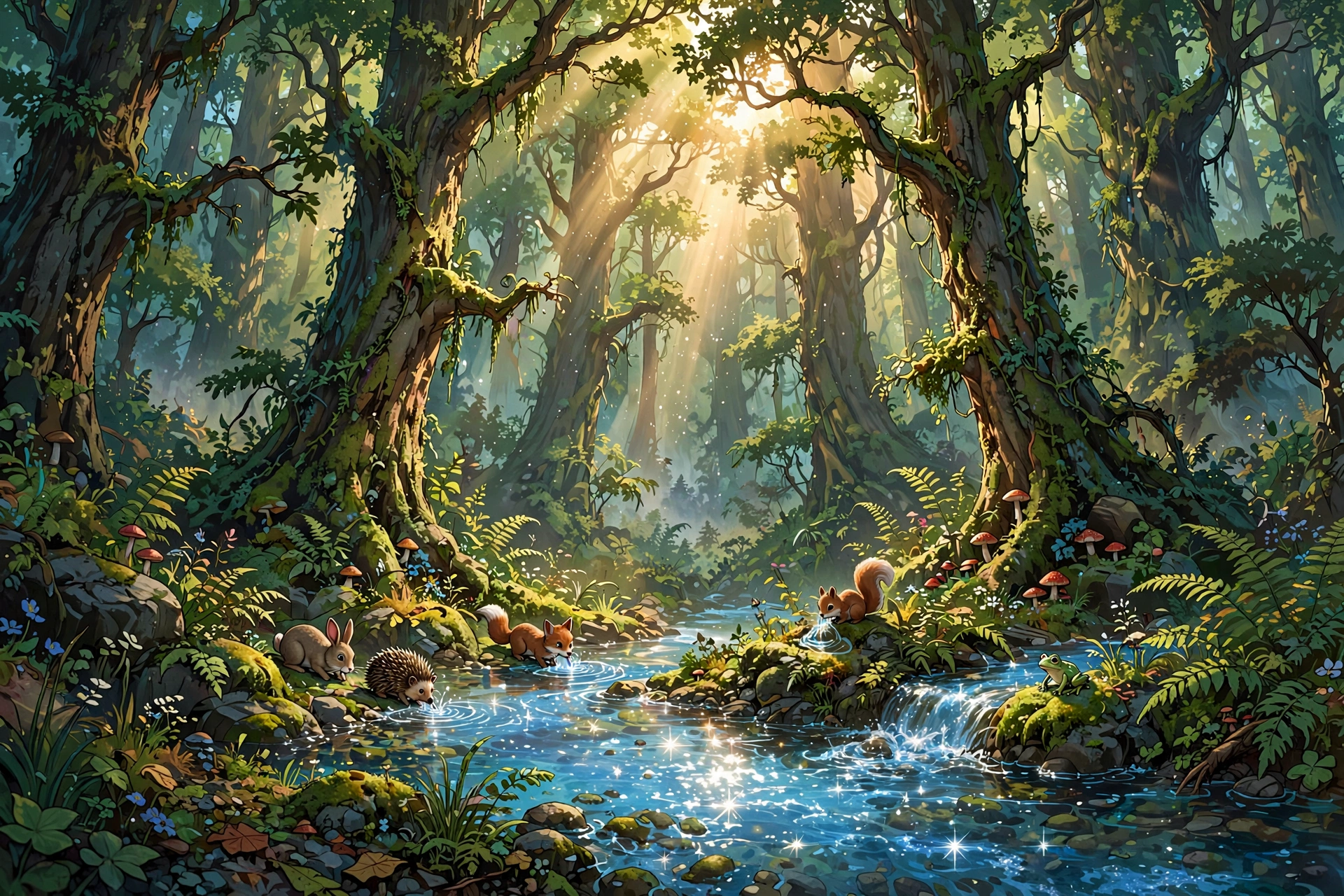 Hidden forest river where starter Pokemon spawn in overworld