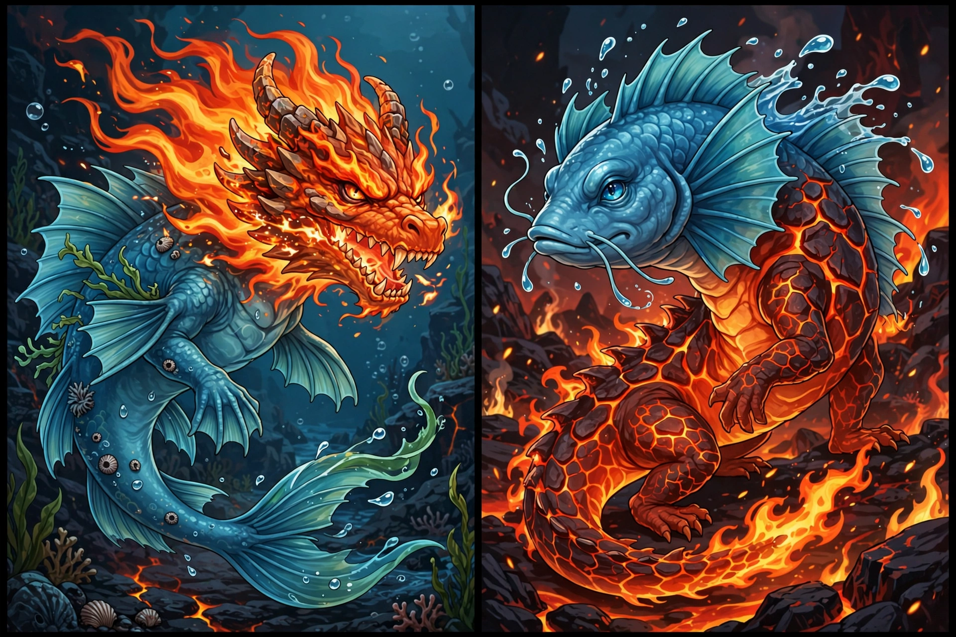 Two fused creatures side by side with swapped head and body