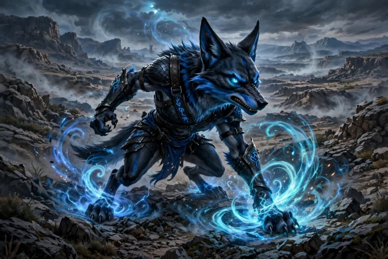 Lucario in fighting stance with glowing aura energy