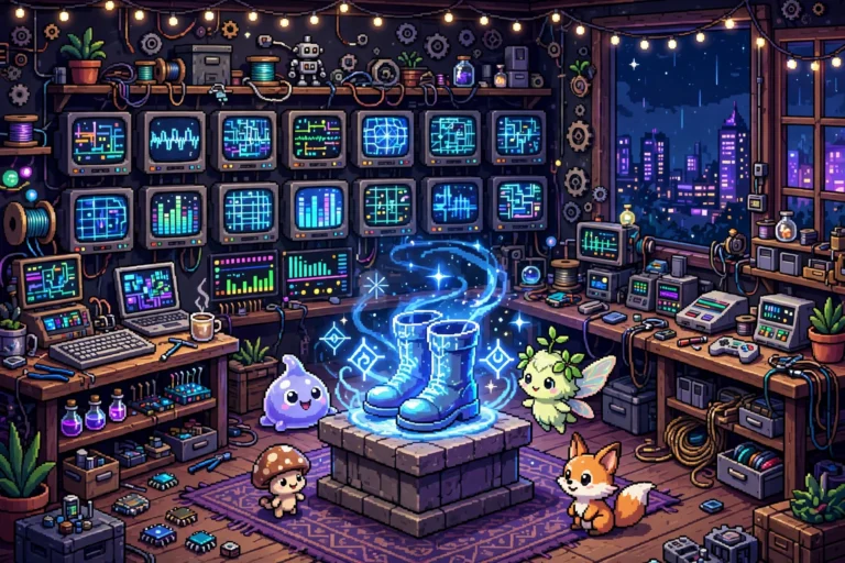 Game developer lab with glowing Magic Boots in Pokémon Infinite Fusion