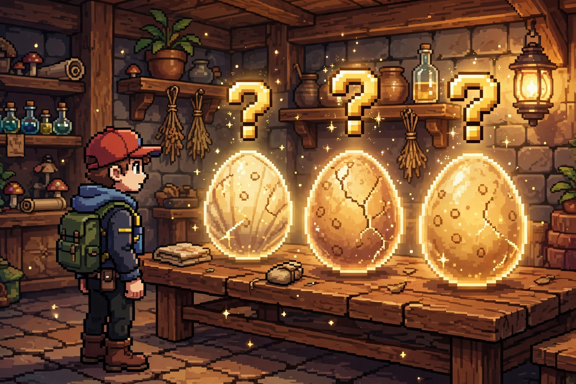 Trainer choosing between three mystery starter eggs in Infinite Fusion