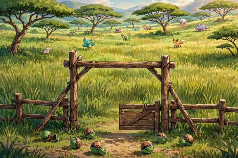 Pokemon Infinite Fusion Safari Zone park with tall grass and ranger gate