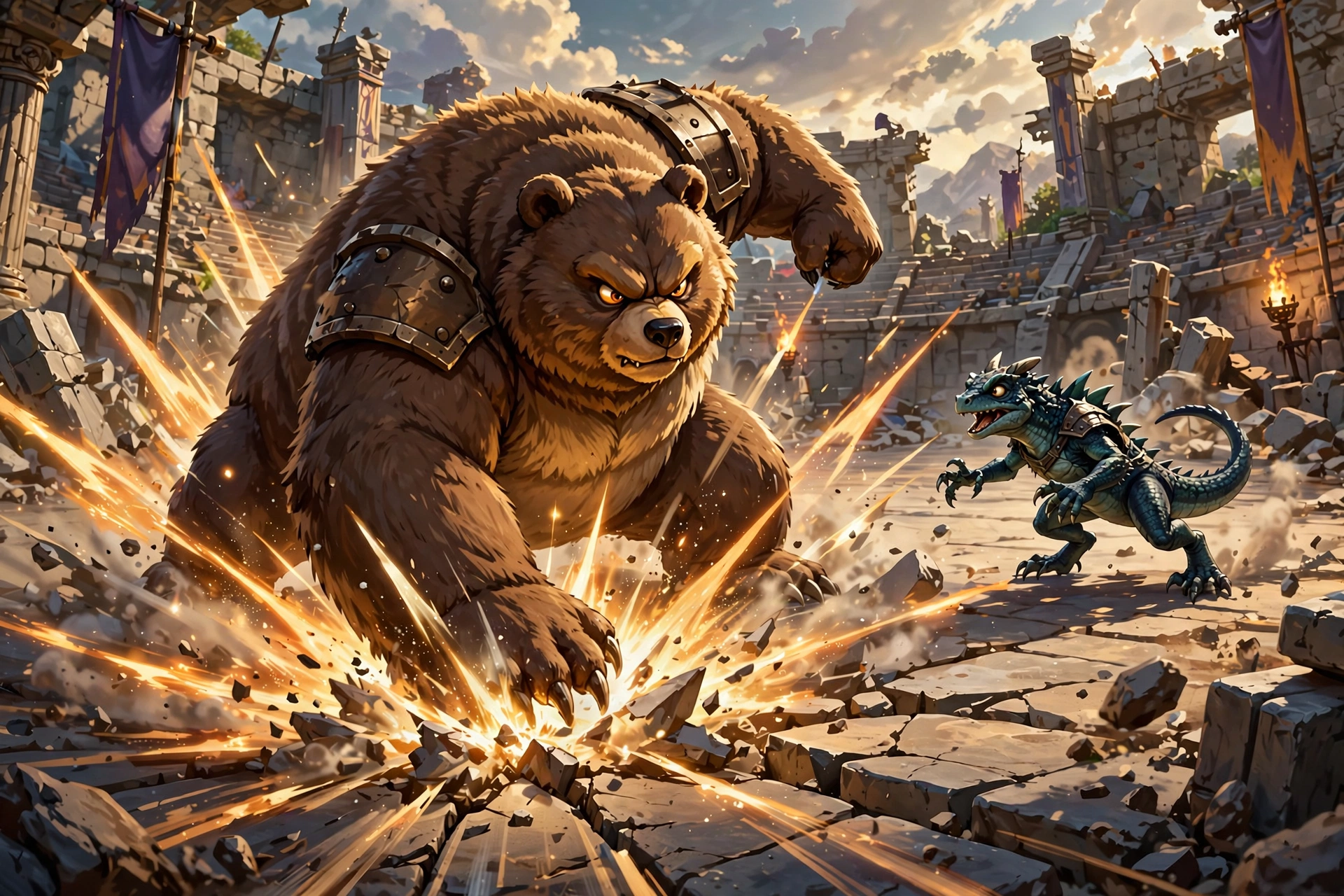 Snorlax slamming the ground in battle, fan art